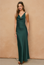 Dress Forum Going Out Twisted Strap Satin Maxi Dress in Hunter Green