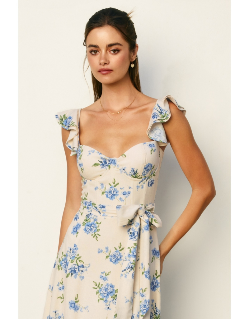Dress Forum Love Galore Bustier Flutter Dress in Dream Blue Floral