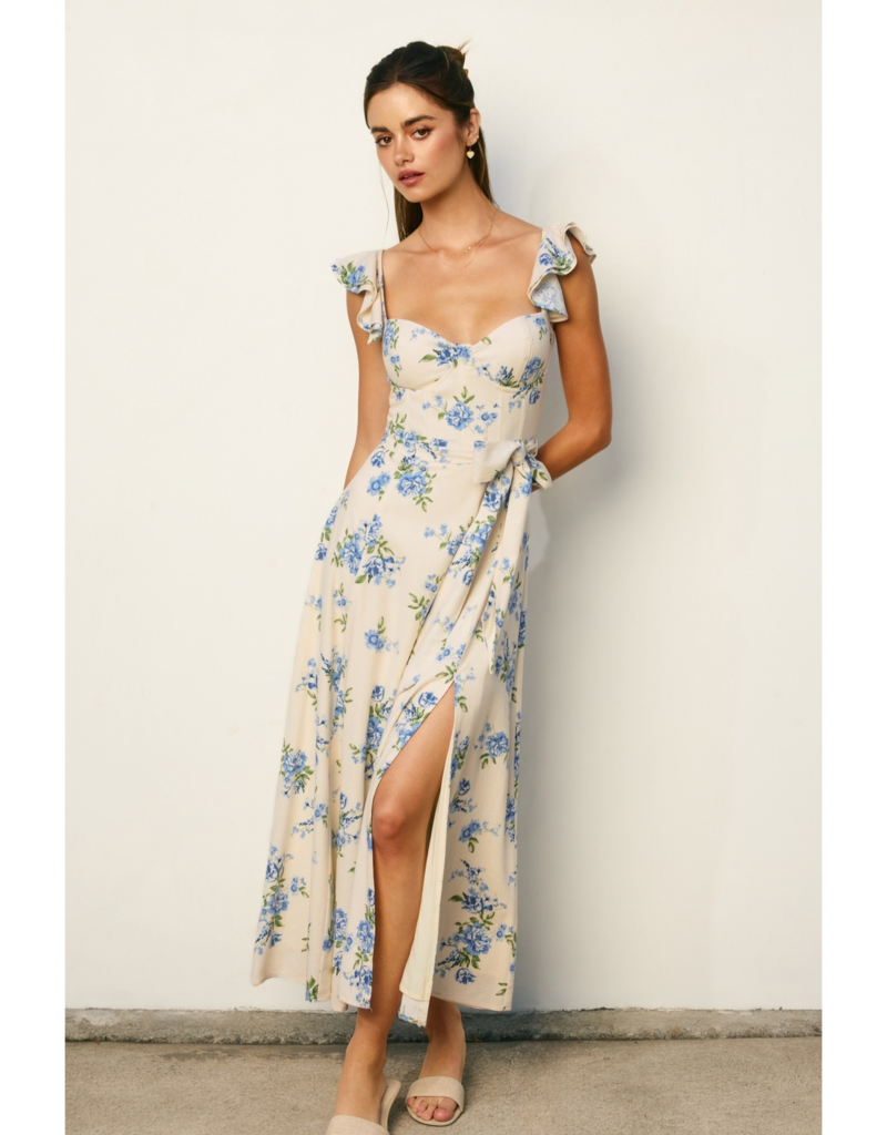 Dress Forum Love Galore Bustier Flutter Dress in Dream Blue Floral