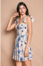 Dress Forum Azure Blossom Bustier Flutter Mini Dress in Blushed Blue