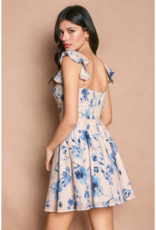 Dress Forum Azure Blossom Bustier Flutter Mini Dress in Blushed Blue