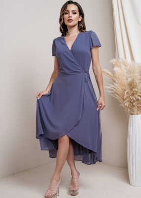 Soieblu Molly Midi Wrap Dress in Denim Blue