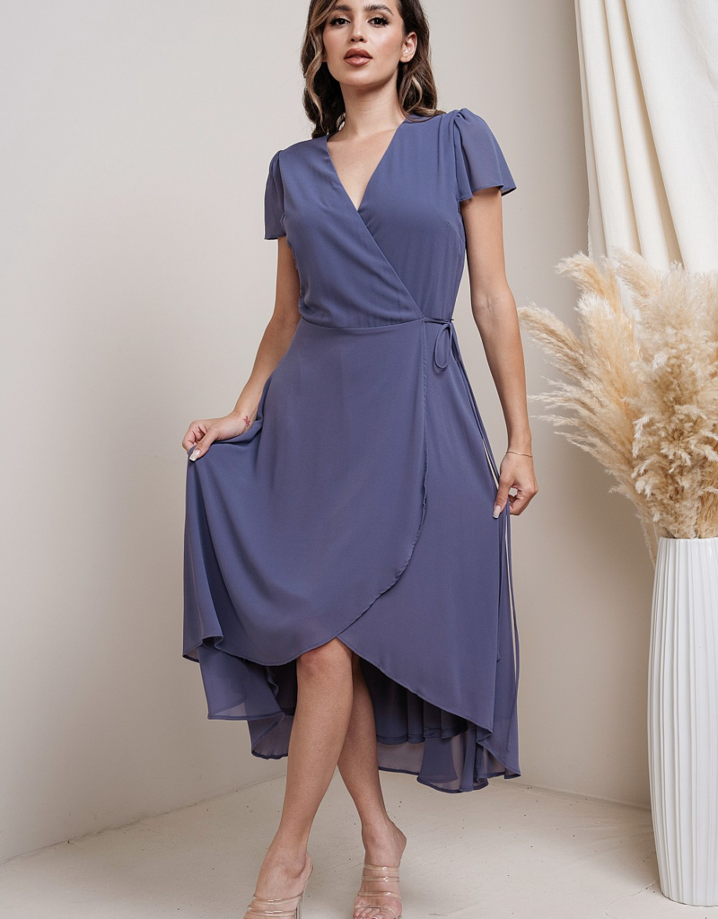 Soieblu Molly Midi Wrap Dress in Denim Blue