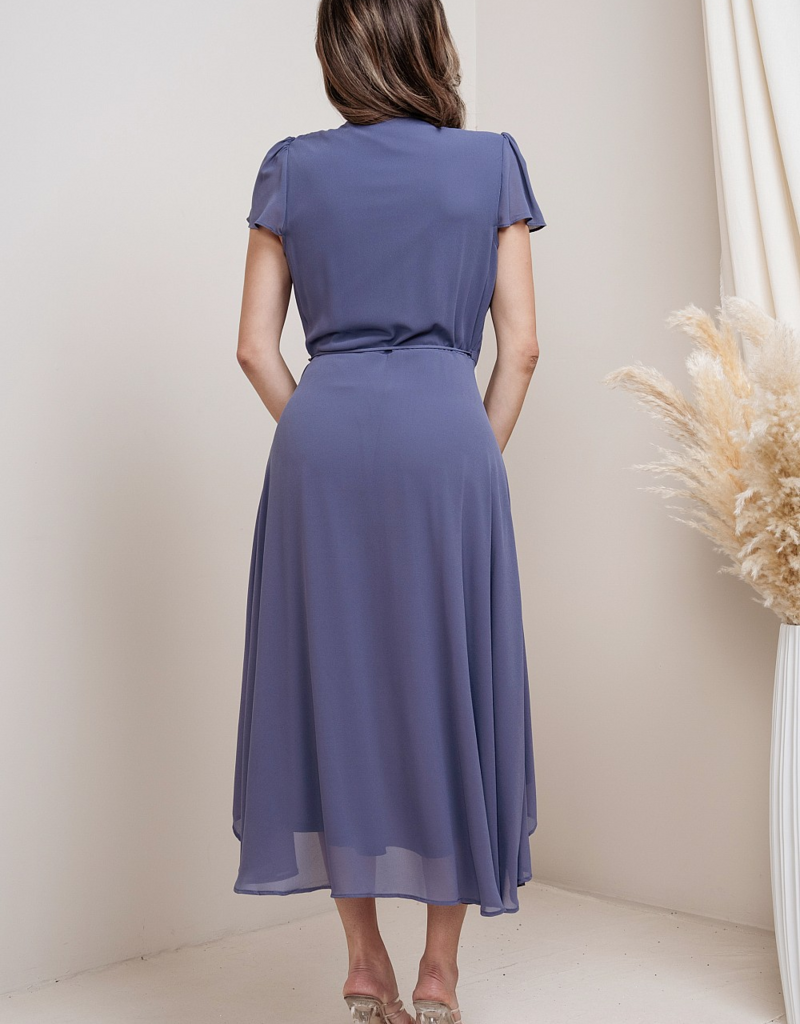 Soieblu Molly Midi Wrap Dress in Denim Blue