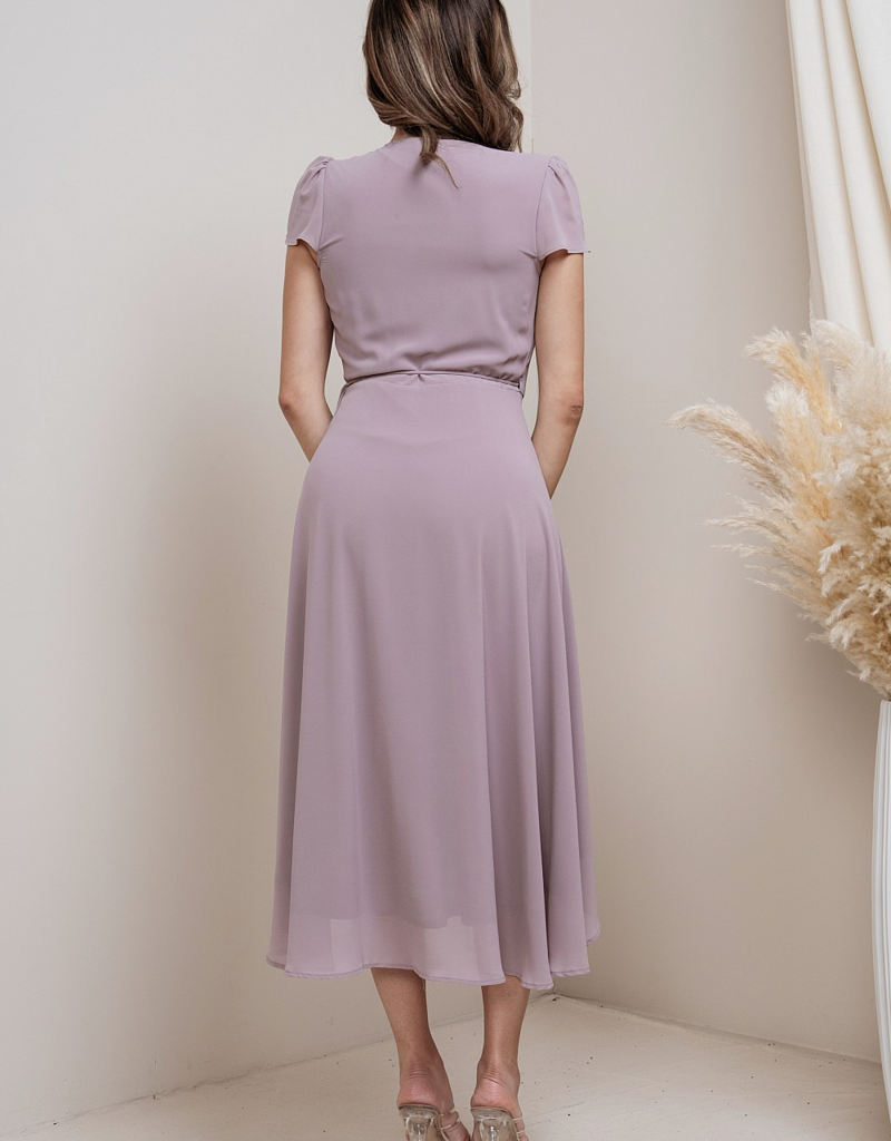Molly Midi Wrap Dress in Mauve