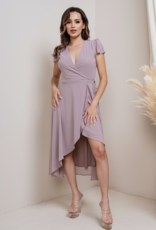 Molly Midi Wrap Dress in Mauve