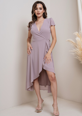 Molly Midi Wrap Dress in Mauve