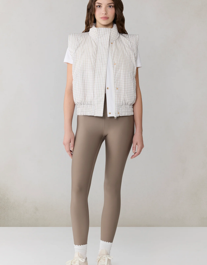 Soia and Kyo Brenna Reversible Down Vest in Light Oak Gingham