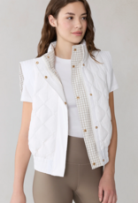 Soia and Kyo Brenna Reversible Down Vest in Light Oak Gingham