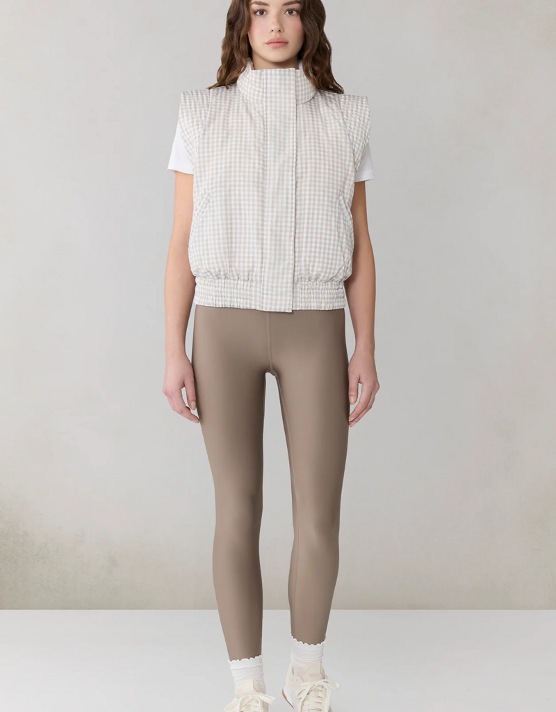 Soia and Kyo Brenna Reversible Down Vest in Light Oak Gingham