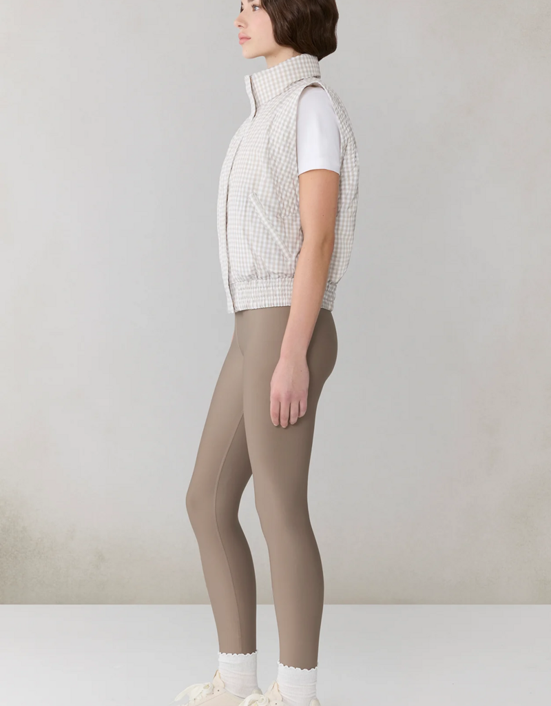 Soia and Kyo Brenna Reversible Down Vest in Light Oak Gingham