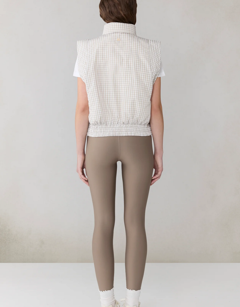 Soia and Kyo Brenna Reversible Down Vest in Light Oak Gingham