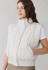 Soia and Kyo Brenna Reversible Down Vest in Light Oak Gingham