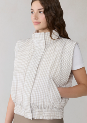 Soia and Kyo Brenna Reversible Down Vest in Light Oak Gingham