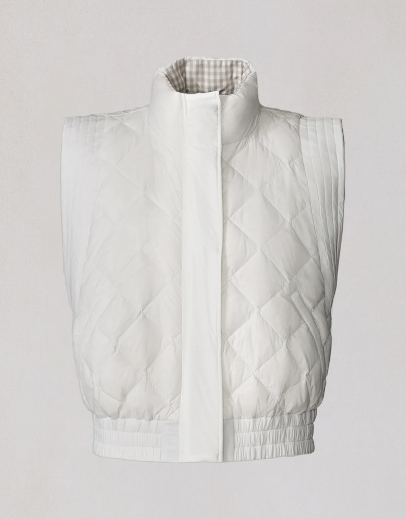 Soia and Kyo Brenna Reversible Down Vest in Light Oak Gingham