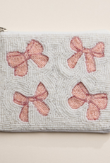 Lilla Haven Beaded Pink Bows Zipper Pouch
