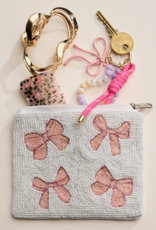 Lilla Haven Beaded Pink Bows Zipper Pouch