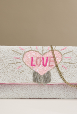 Lilla Haven Vegas Love Beaded Heart Clutch with Chain Strap
