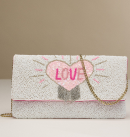 Lilla Haven Vegas Love Beaded Heart Clutch with Chain Strap