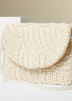 Lilla Haven Bridal Pearl Beaded Flap Clutch