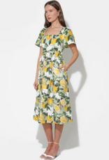 Adelyn Rae Kailany Bubble Sleeve Lemon Print Midi Dress