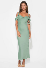 Adelyn Rae Alana Off-The-Shoulder Cowl Neck Dress in Sea Jade