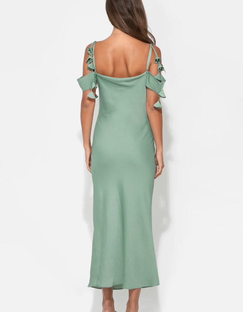 Adelyn Rae Alana Off-The-Shoulder Cowl Neck Dress in Sea Jade