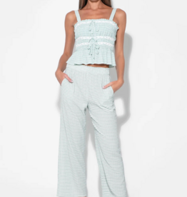 Adelyn Rae Julia Smocked Gingham Top in Jade/White