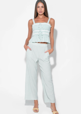 Adelyn Rae Julia Smocked Gingham Top in Jade/White