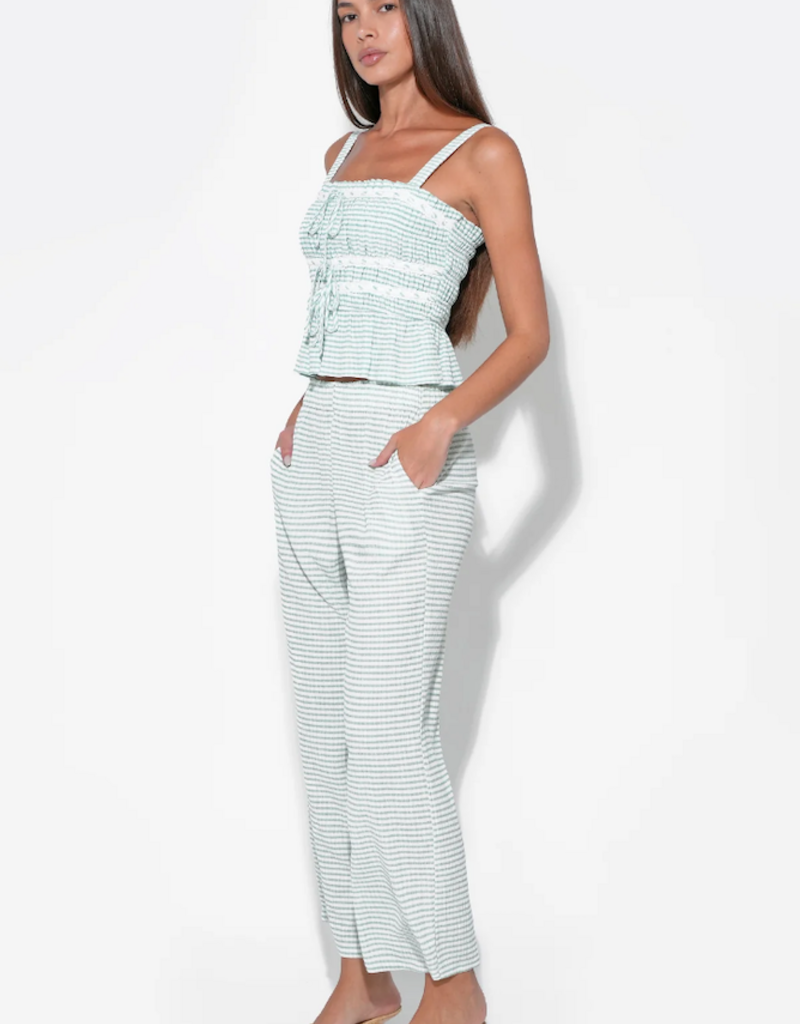 Adelyn Rae Julia Smocked Gingham Top in Jade/White