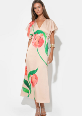 Adelyn Rae Madelyn Flutter Sleeve Floral Midi Dress