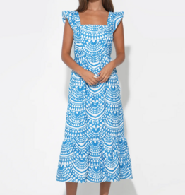 Adelyn Rae Sadie Flutter Sleeve Embroidered Midi Dress