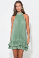 Adelyn Rae Brielle Halter Pleated Mini Dress in Sea Jade