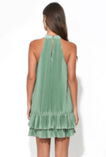 Adelyn Rae Brielle Halter Pleated Mini Dress in Sea Jade
