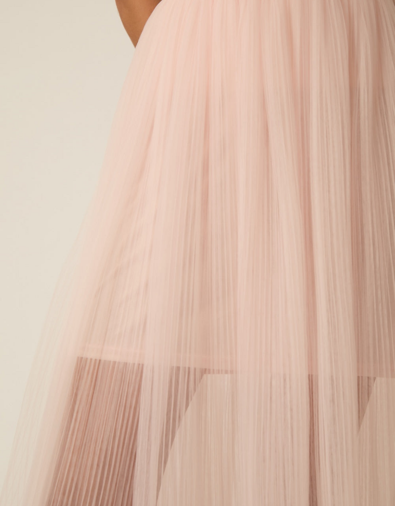 Des Petits Hauts Valerina Pleated Mesh Skirt in Bubblegum Pink