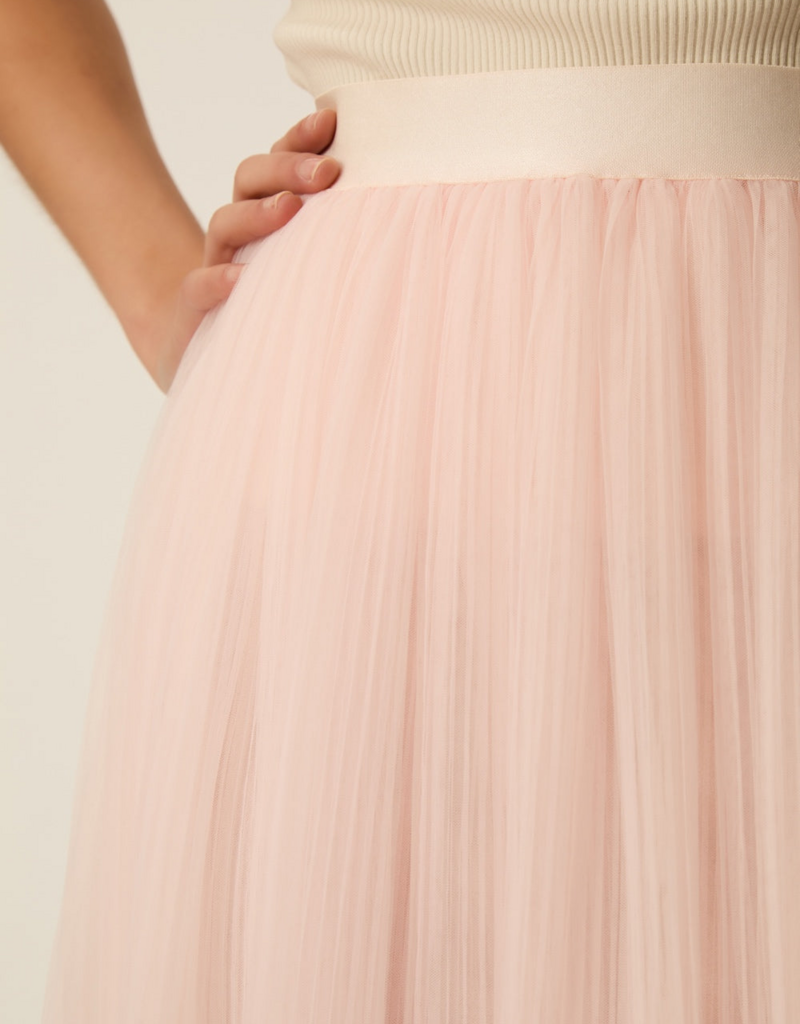Des Petits Hauts Valerina Pleated Mesh Skirt in Bubblegum Pink