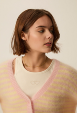Des Petits Hauts Alvaro Cardigan in Butter & Bubblegum Stripe