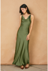 Dress Forum Going Out Twisted Strap Satin Maxi Dress in Green Tea