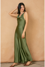 Dress Forum Going Out Twisted Strap Satin Maxi Dress in Green Tea