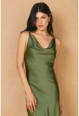 Dress Forum Going Out Twisted Strap Satin Maxi Dress in Green Tea
