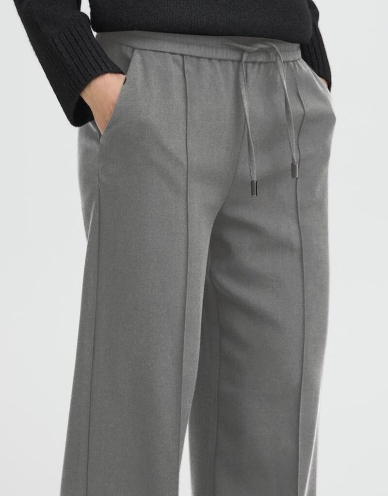 B.Young Encore Tapered Drawstring Trouser in Grey Melange