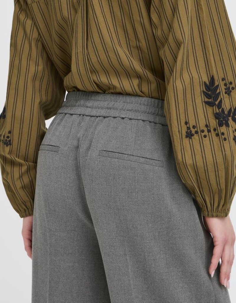 B.Young Encore Tapered Drawstring Trouser in Grey Melange