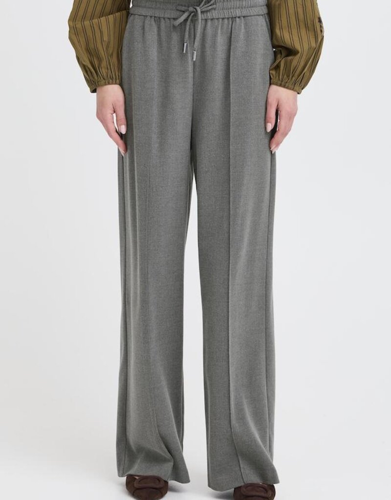 B.Young Encore Tapered Drawstring Trouser in Grey Melange