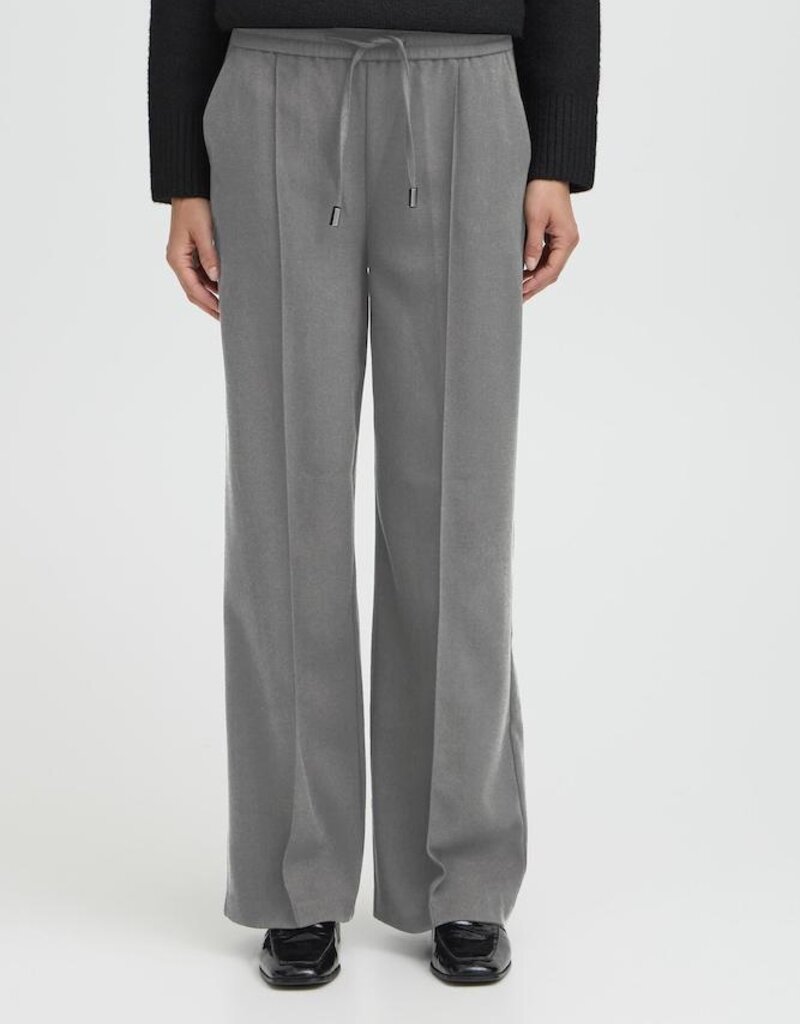 B.Young Encore Tapered Drawstring Trouser in Grey Melange
