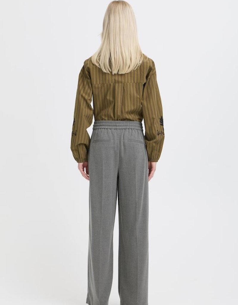 B.Young Encore Tapered Drawstring Trouser in Grey Melange