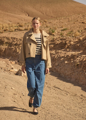 ICHI Parza Cropped Trench Coat