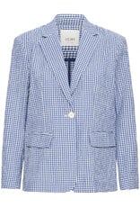 ICHI Jilma Gingham Blazer in Sodalite Blue