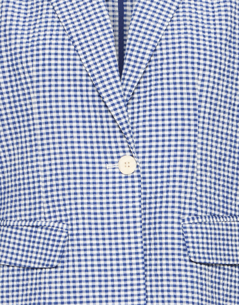ICHI Jilma Gingham Blazer in Sodalite Blue