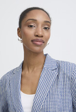 ICHI Jilma Gingham Blazer in Sodalite Blue