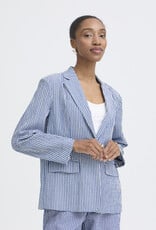 ICHI Jilma Gingham Blazer in Sodalite Blue